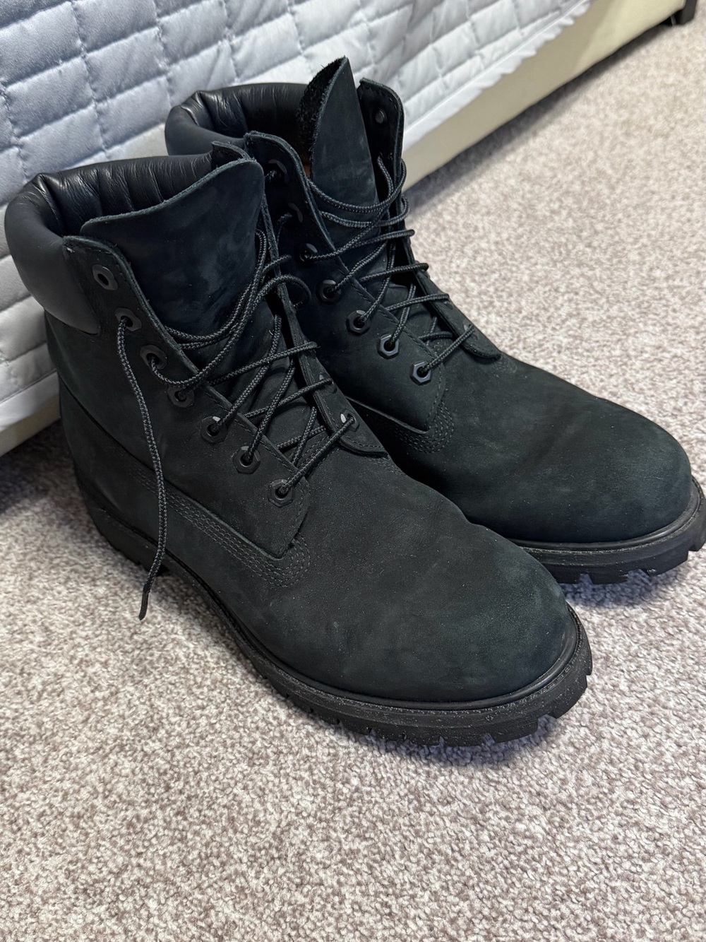 Timberland Black Nubuck Lace-Up Work Boots